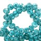 Faceted glass beads 3x2mm disc Viridian green-pearl shine coating